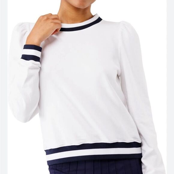 Smith & Quinn The Peggy Sweatshirt - White with Navy Stripe S - Picture 1 of 6